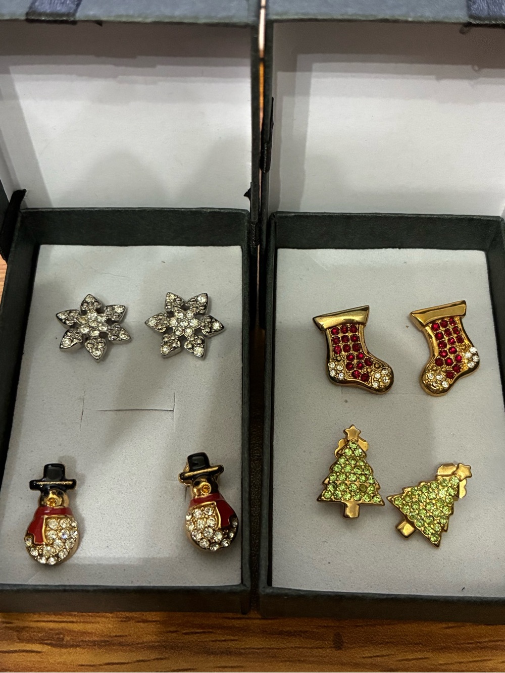 Quacker factory  Rhinestone Stud Earring SetSilver, Red, Green, Gold Accents